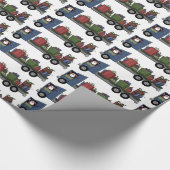 Kerstman met kerstman die kerstman bestuurt cadeaupapier (Hoek)