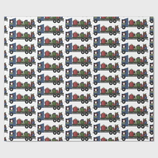 Kerstman met kerstman die kerstman bestuurt cadeaupapier (Vlak)