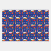 Kerstman met Kerstman en Dalmatiër voor brandweerm Inpakpapier Vel (Voorkant)