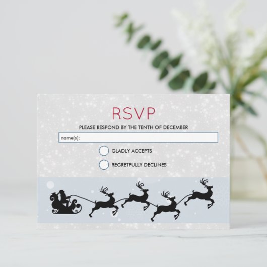 Kerstman met kerstman en zijn vliegende rendierste kaart (Staand voorkant)