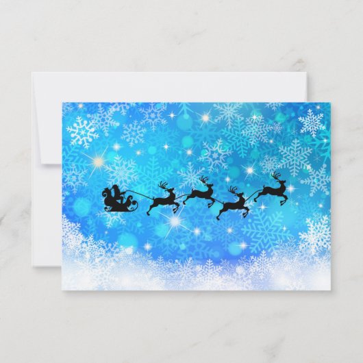 Kerstman met kerstman en zijn vliegende rendierste kaart (Achterkant)