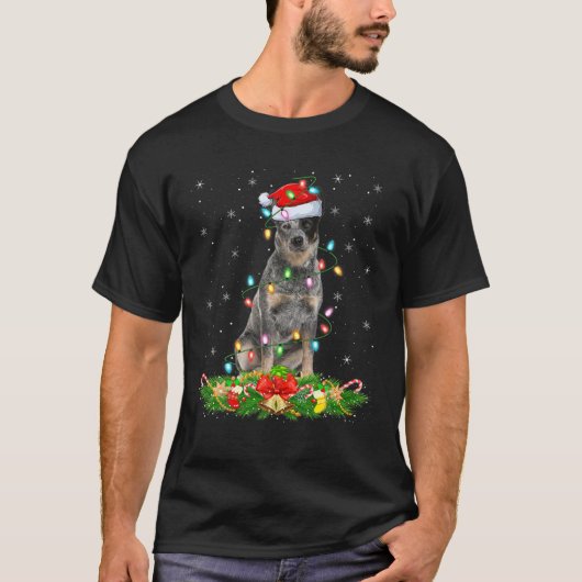 Kerstman met kerstman met blauw als kerstman t-shirt (Voorkant)