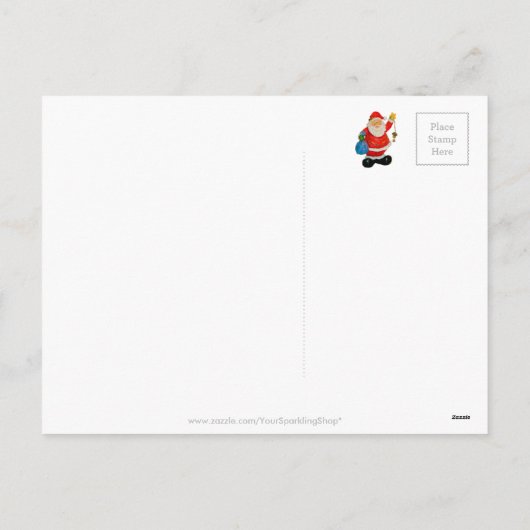 Kerstman met kerstman met tas en ster feestdagenkaart (Achterkant)