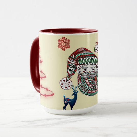 Kerstman met kerstman mok (Voorkant links)