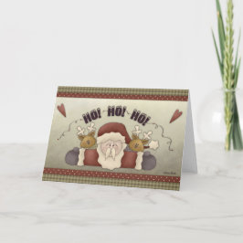 Kerstman met Kerstmis en rendier HO HO HO-Kaart Feestdagen Kaart