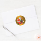Kerstman met kerstmis en Speelgoed Ronde Sticker (Envelop)