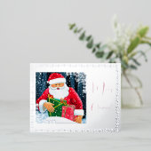 Kerstman met Kerstmis in de sneeuw met zilver Folie Feestdagen Briefkaart (Staand Voorkant)