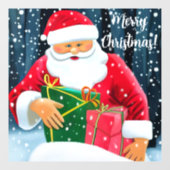 Kerstman met Kerstmis in de sneeuw Raamsticker (Vel)