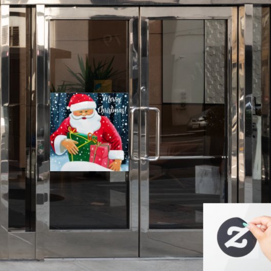 Kerstman met Kerstmis in de sneeuw Raamsticker (Kantoordeur)