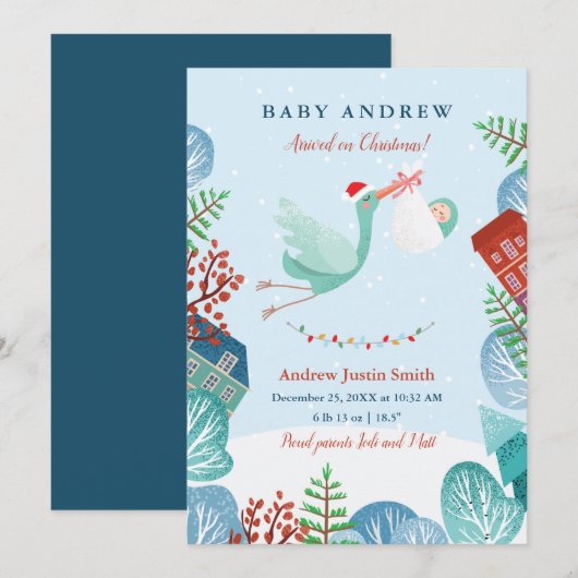 Kerstman met Kerstmis — kondiging Feestdagenkaart (Voorkant / Achterkant)