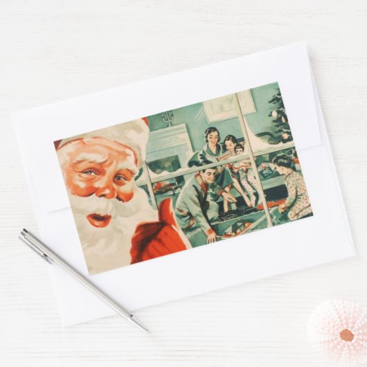 kerstman met kerstmis rechthoekige sticker (Envelop)