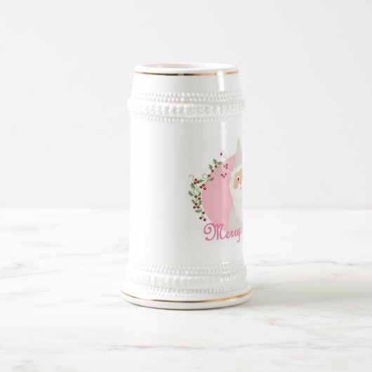 Kerstman met kerstMok in roze Bierpul (Center)