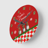 Kerstman met kerstnummer ronde klok (Hoek)