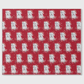 Kerstman met kerstpapier met kerstcadeautje cadeaupapier (Vlak)