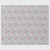 Kerstman met kerstpapier met kerstcadeautje cadeaupapier (Vlak)