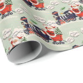  kerstman met kersttrein cadeaupapier (Rol Hoek)