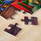 Kerstman met kerstversiering kerstverlichting legpuzzel (Zijkant)