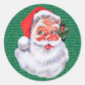 Kerstman met kerstwoordenvelop ronde sticker (Voorkant)