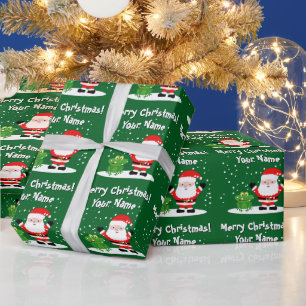 Kerstman met kikker cartoon leuk kind Kerstmis Cadeaupapier