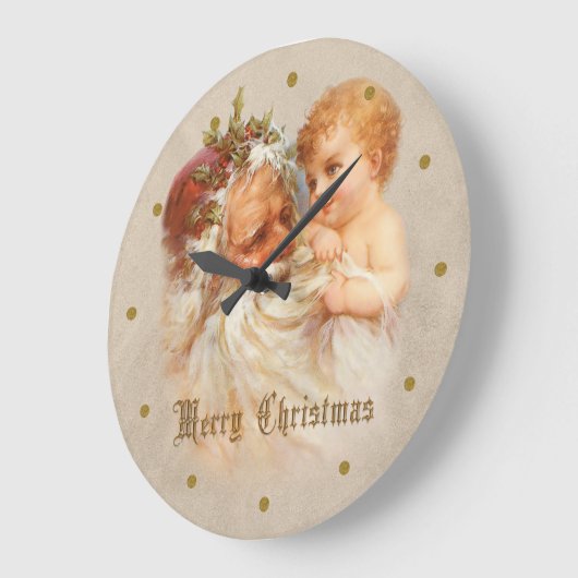 kerstman met kind grote klok (Hoek)