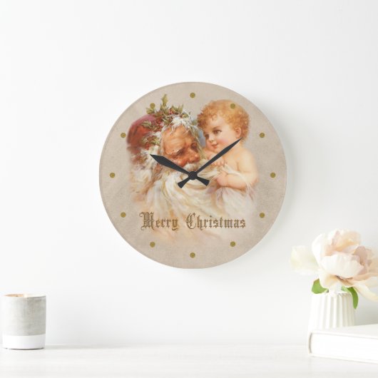 kerstman met kind grote klok (Huis)