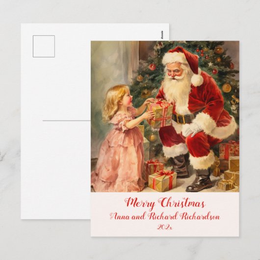  Kerstman met Kind Kerst Briefkaart (Voorkant / Achterkant)