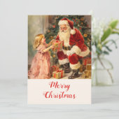 kerstman met kind kerst Kaart (Staand voorkant)