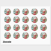 Kerstman met kind Ronde Sticker (Vel)