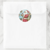 Kerstman met kind Ronde Sticker (Tas)
