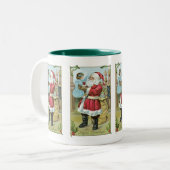  Kerstman met kind Tweekleurige Koffiemok (Voorkant links)