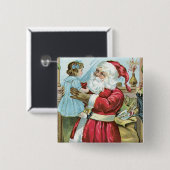  Kerstman met kind Vierkante Button 5,1 Cm (Voorkant /achterkant)