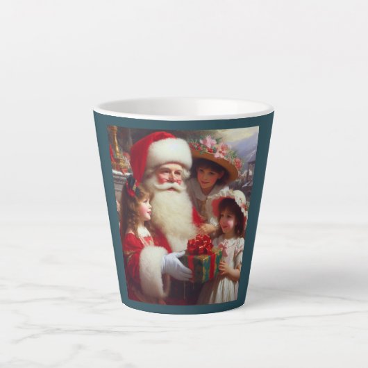 Kerstman met kinderen 1 latte mok (Voorkant)