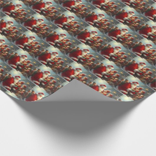 Kerstman met kinderen 2 cadeaupapier (Hoek)