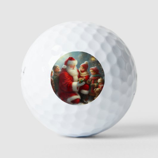 Kerstman met kinderen 2 golfballen (Voorkant)