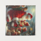 Kerstman met kinderen 2 wandkleed (Voorkant (horizontaal))