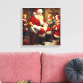 Kerstman met Kinderen 3 Canvas Afdruk (Insitu (Woonkamer))