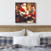 Kerstman met Kinderen 3 Canvas Afdruk (Insitu (Slaapkamer))