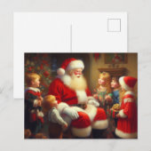 Kerstman met kinderen 3 feestdagenkaart (Voorkant / Achterkant)