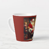 Kerstman met kinderen 3 latte mok (Linkerhoek)