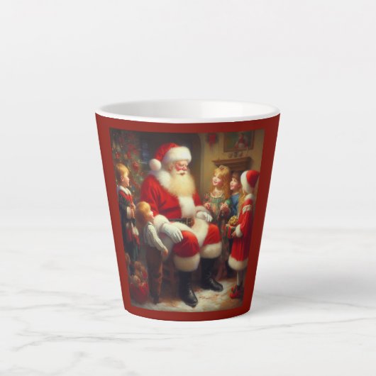 Kerstman met kinderen 3 latte mok (Voorkant)