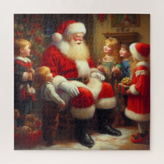 Kerstman met kinderen 3 legpuzzel (Verticaal)