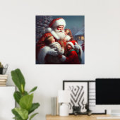 Kerstman met kinderen 4 poster (Thuiskantoor)
