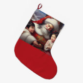 Kerstman met kinderen 5 grote kerstsok (Voorkant (Hangend))