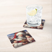 Kerstman met kinderen 5 kartonnen onderzetters (Insitu)