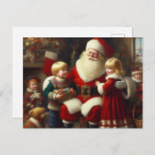 Kerstman met kinderen 6 feestdagenkaart (Voorkant / Achterkant)