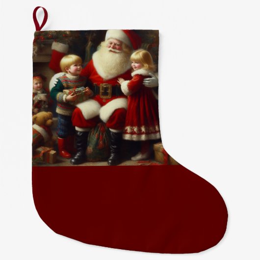 Kerstman met kinderen 6 grote kerstsok (Voorkant)