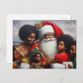 Kerstman met kinderen 7 feestdagenkaart (Voorkant / Achterkant)