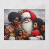 Kerstman met kinderen 7 feestdagenkaart (Voorkant)