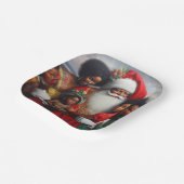 Kerstman met kinderen 7 papieren bordje (Gebogen)