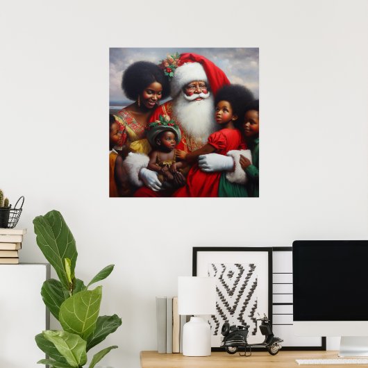 Kerstman met kinderen 7 poster (Thuiskantoor)